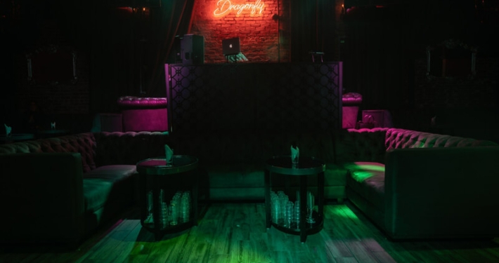 Dragonfly Hollywood | Main Room VIP Tables and DJ Stage